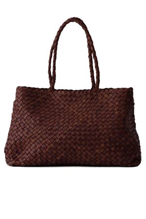 Vintage Mesh burnt brown leather tote bag DRAGON DIFFUSION | 8949BRUCIATO